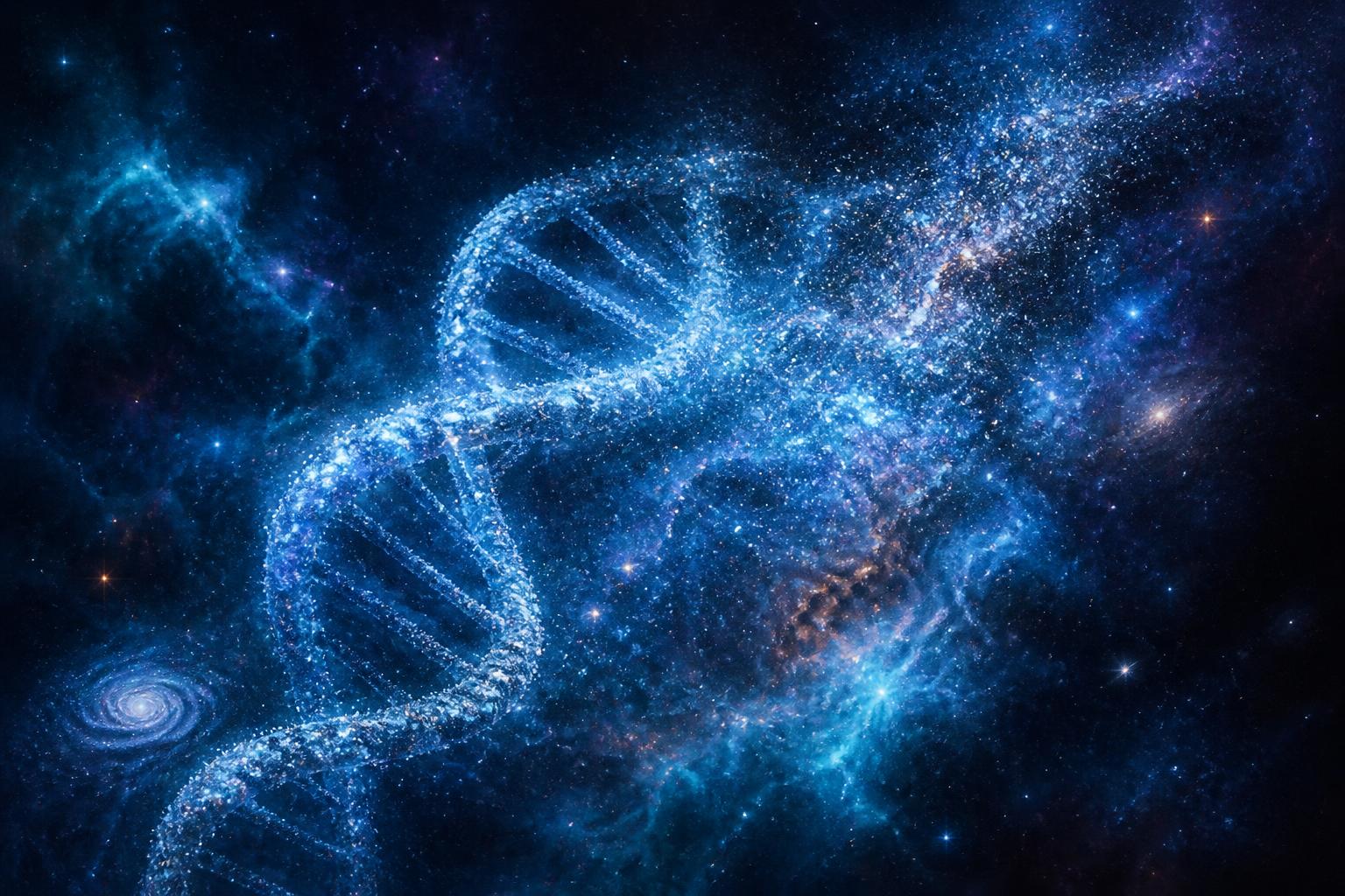 DNA helix forming from stardust